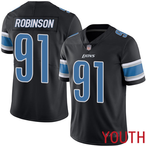 Detroit Lions Limited Black Youth Ahawn Robinson Jersey NFL Football 91 Rush Vapor Untouchable